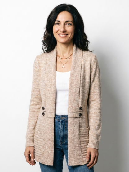 Cardigan long avec détails à boutons pour femmes