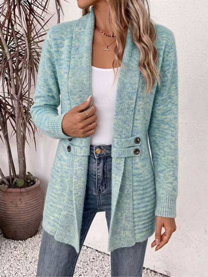 Cardigan long avec détails à boutons pour femmes