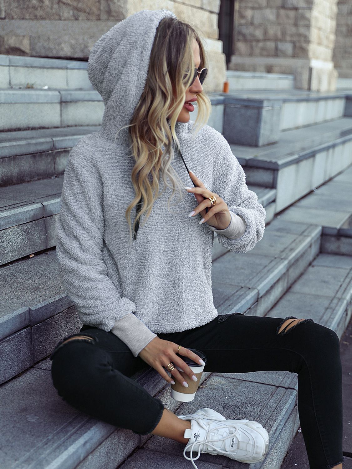 Sweat À Capuche Style Teddy avec Cordon Ajustable pour Adulte | Idéal pour Les Journées Décontractées