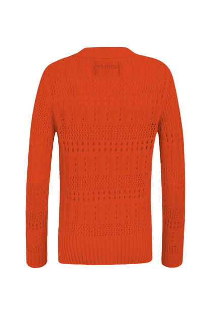 Pull En Maille Ajourée Avec Col Boutonné Pour Femme | Idéal Pour La Superposition