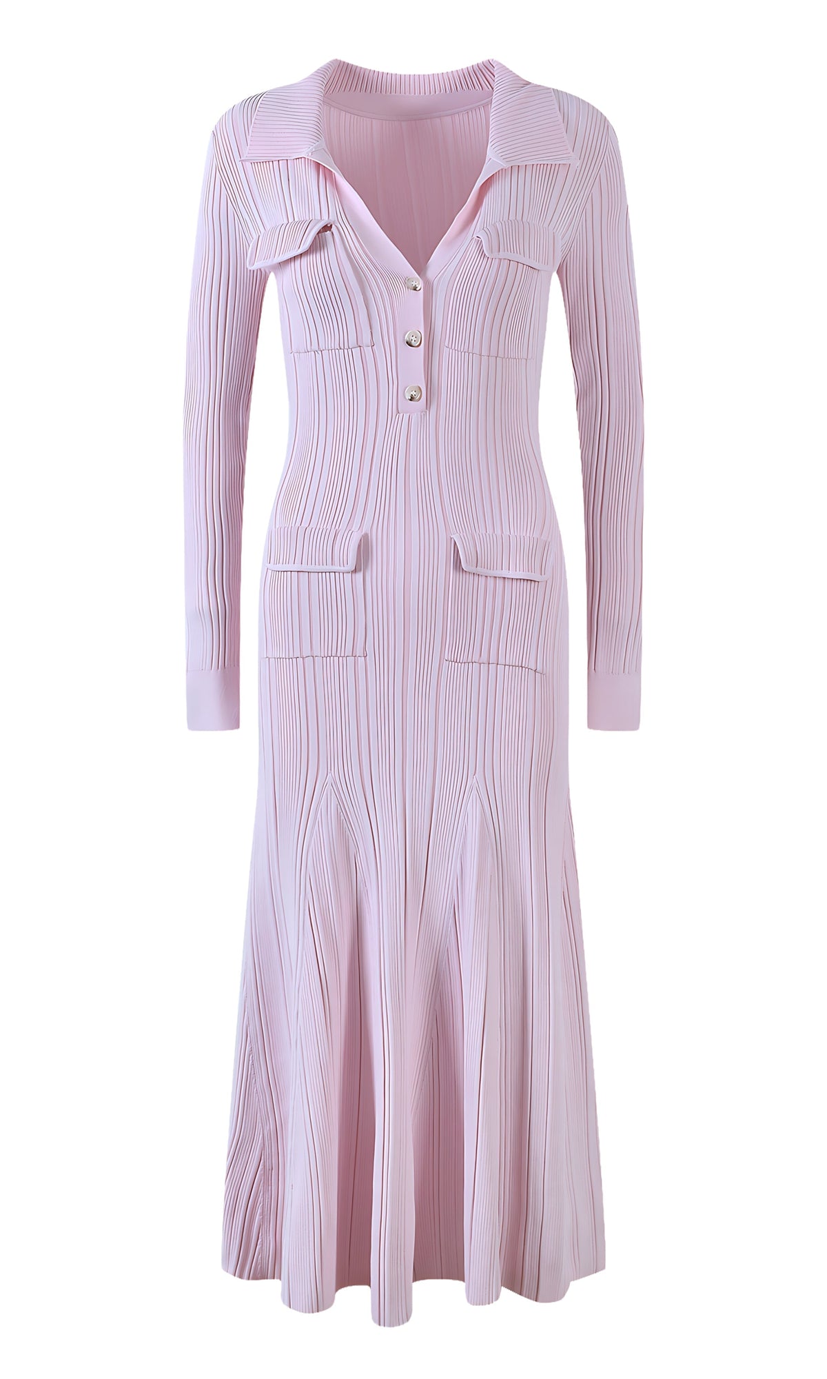 Robe Midi en Maille avec Boutons et Jupe Plissée pour Femme | Idéale pour les Occasions Quotidiennes et les Sorties
