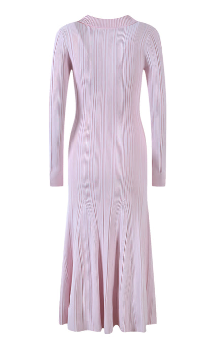 Robe Midi en Maille avec Boutons et Jupe Plissée pour Femme | Idéale pour les Occasions Quotidiennes et les Sorties