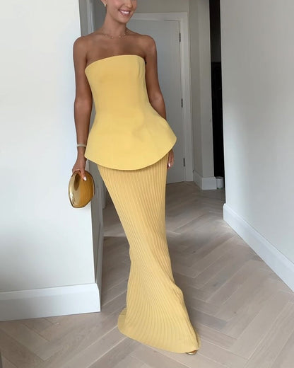 Robe Longue Pour Femme Sans Bretelles | Jupe Fluide Élégante | Idéale Pour Soirées