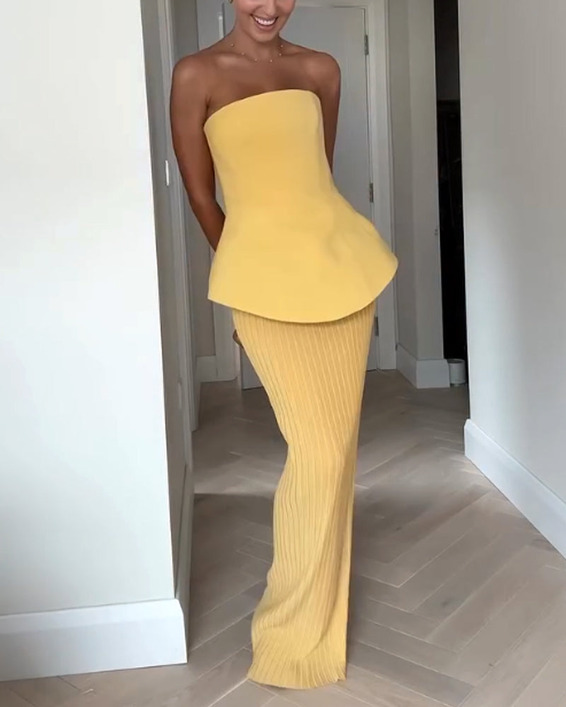 Robe Longue Pour Femme Sans Bretelles | Jupe Fluide Élégante | Idéale Pour Soirées