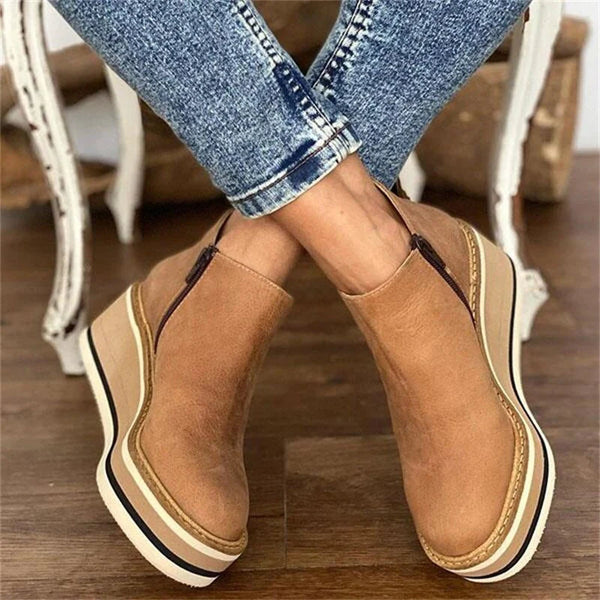 Bottines pour femmes à semelle épaisse et fermeture éclair | Idéal pour l’automne-hiver et les looks de ville