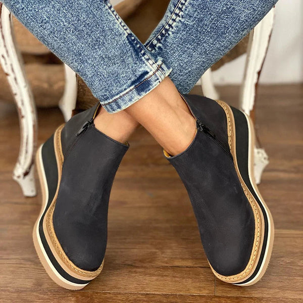 Bottines pour femmes à semelle épaisse et fermeture éclair | Idéal pour l’automne-hiver et les looks de ville