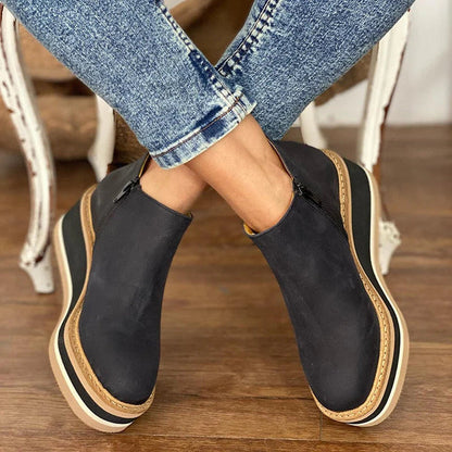 Bottines pour femmes à semelle épaisse et fermeture éclair | Idéal pour l’automne-hiver et les looks de ville