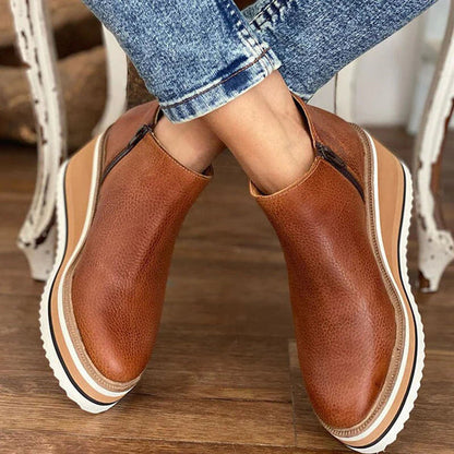 Bottines pour femmes à semelle épaisse et fermeture éclair | Idéal pour l’automne-hiver et les looks de ville