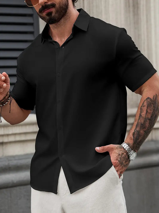 Chemise À Col Rabattu avec Manches Longues pour Homme | Idéale pour Bureau Et Sorties