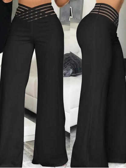 Pantalon Évasé À Taille Haute pour Femme avec Détail Croisé | Idéal pour Le Bureau Et Les Sorties