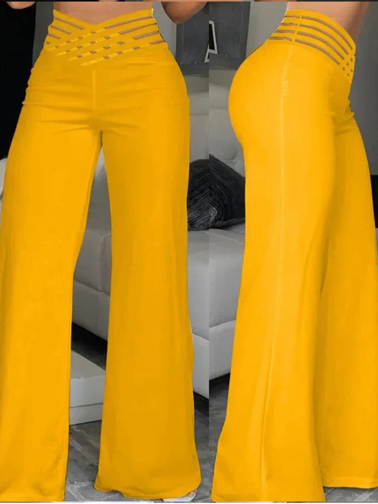 Pantalon Évasé À Taille Haute pour Femme avec Détail Croisé | Idéal pour Le Bureau Et Les Sorties