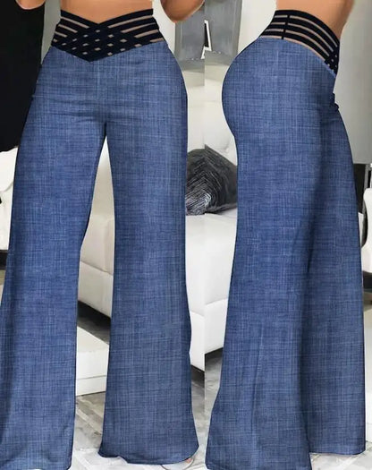 Pantalon Évasé À Taille Haute pour Femme avec Détail Croisé | Idéal pour Le Bureau Et Les Sorties