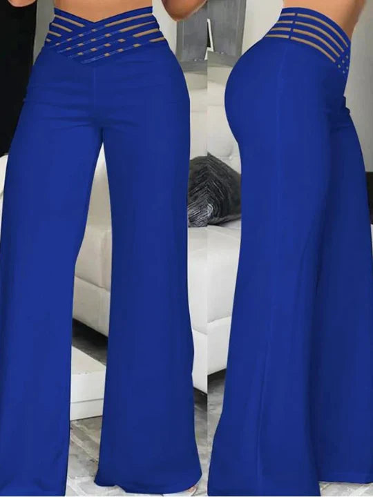 Pantalon Évasé À Taille Haute pour Femme avec Détail Croisé | Idéal pour Le Bureau Et Les Sorties