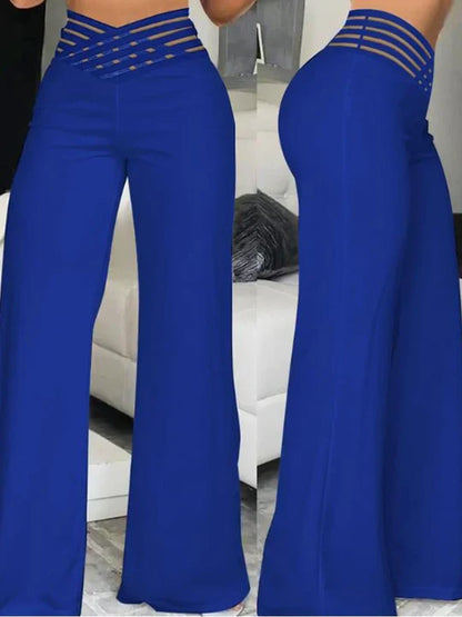 Pantalon Évasé À Taille Haute pour Femme avec Détail Croisé | Idéal pour Le Bureau Et Les Sorties