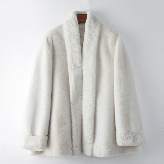 Manteau Mi-Long à Fausse Fourrure avec Manches Évasées pour Femme | Idéal pour la Saison Froide
