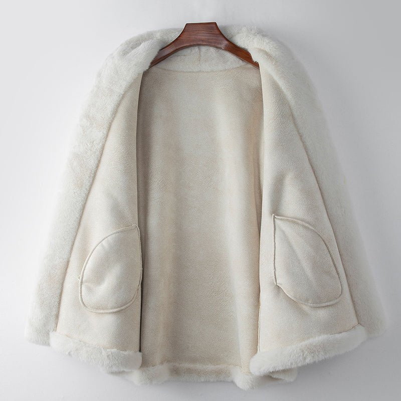 Manteau Mi-Long à Fausse Fourrure avec Manches Évasées pour Femme | Idéal pour la Saison Froide