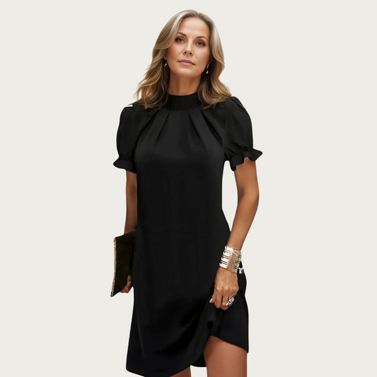 Robe Midi Noire Avec Manches Volumineuses Pour Femme | Idéale Pour Soirées Et Événements Formels
