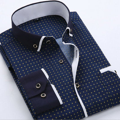 Chemise À Motifs avec Détails Contrastés pour Hommes | Idéale pour Bureau Et Usage Quotidien