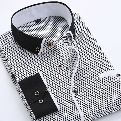 Chemise À Motifs avec Détails Contrastés pour Hommes | Idéale pour Bureau Et Usage Quotidien