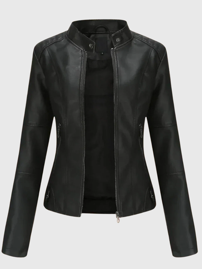 Veste courte à col montant et fermeture zippée pour femme | Idéale pour l’automne