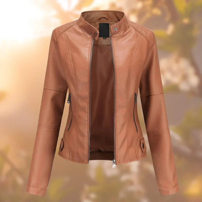 Veste courte à col montant et fermeture zippée pour femme | Idéale pour l’automne