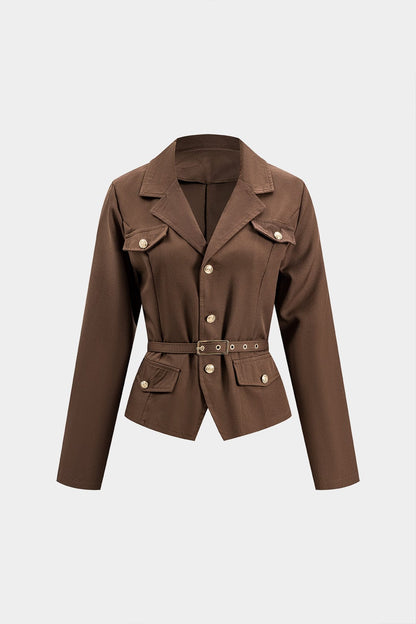 Ensemble Blazer Ceinturé Et Jupe Plissée Pour Femme | Idéal Pour Un Usage Professionnel Et Quotidien