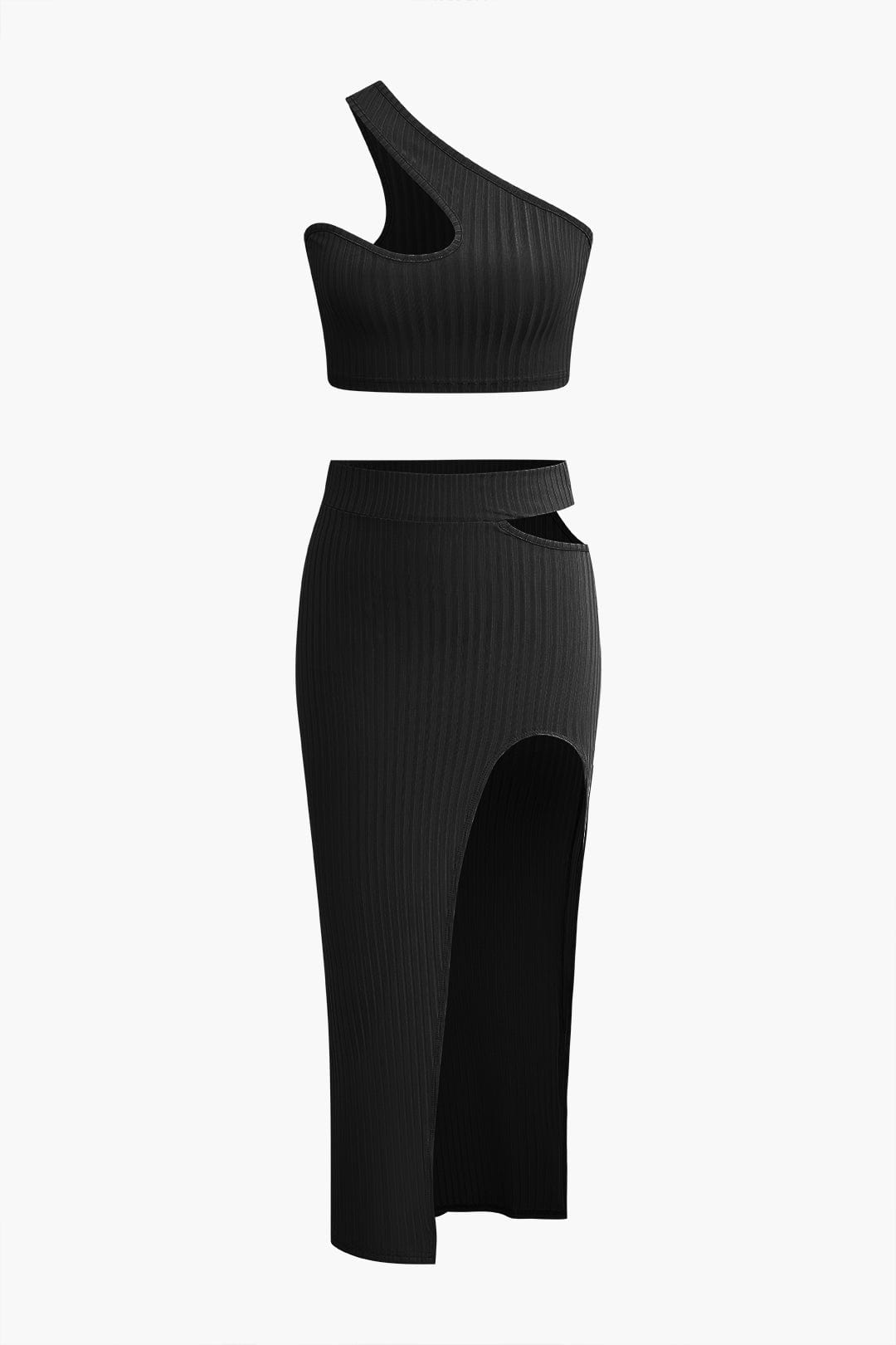 Ensemble One-shoulder Et Jupe Avec Fente Et Découpes Pour Femmes | Idéal Pour Soirées Et Occasions Spéciales