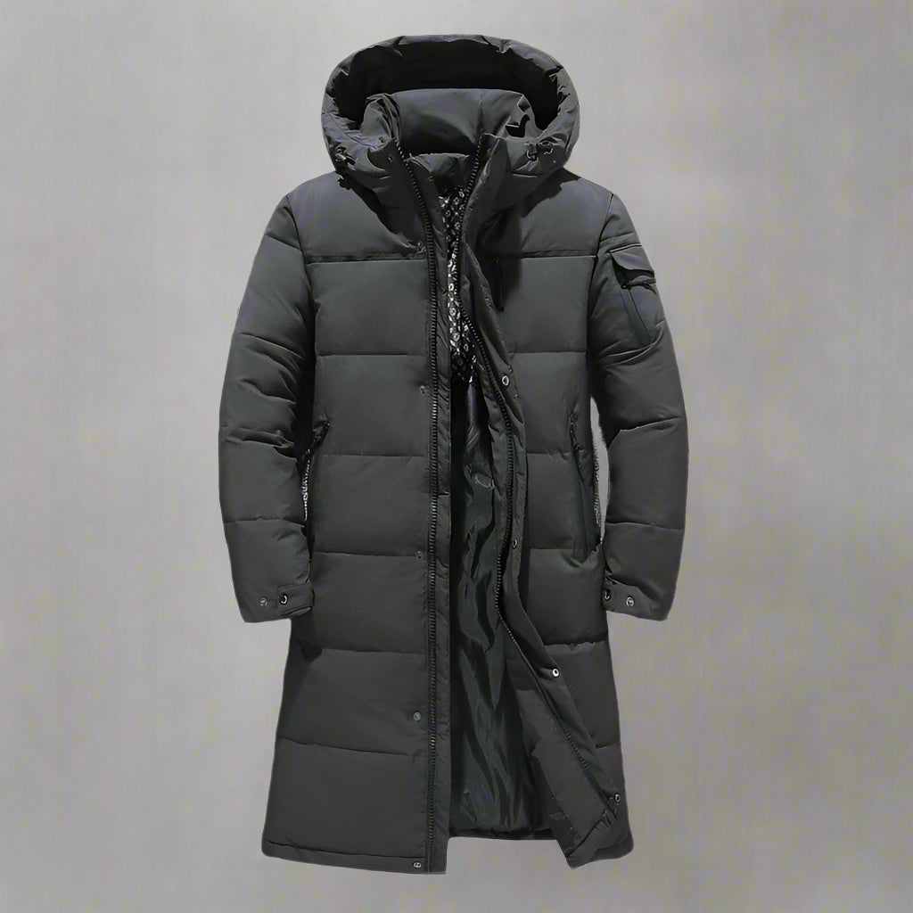 Manteau Long avec Capuche et Fermeture Zippée pour Hommes | Idéal pour l'Hiver