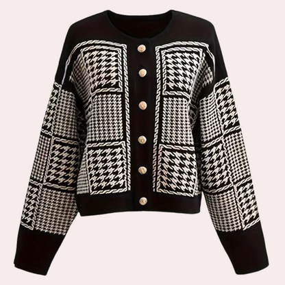 Gilet En Maille À Motif À Carreaux Avec Fermeture À Boutons Pour Femme | Idéal Pour La Superposition