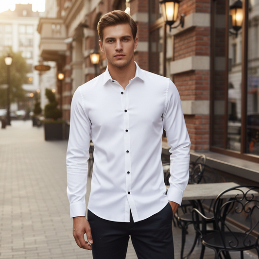 Chemise Slim Fit Avec Coupe Ajustée Et Entretien Facile Pour Homme | Idéale Pour Bureau Et Usage Quotidien