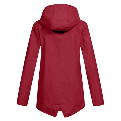 Manteau Long Imperméable avec Capuche pour Femme | Idéal pour les Jours de Pluie