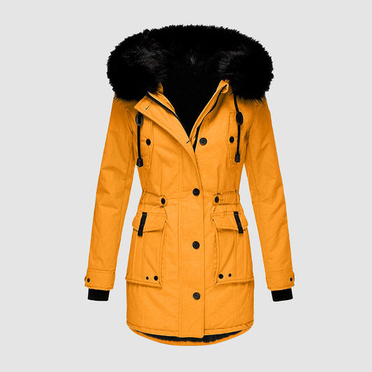 Manteau Long À Capuche Avec Col En Fourrure Synthétique pour Femme | Idéal pour Hiver