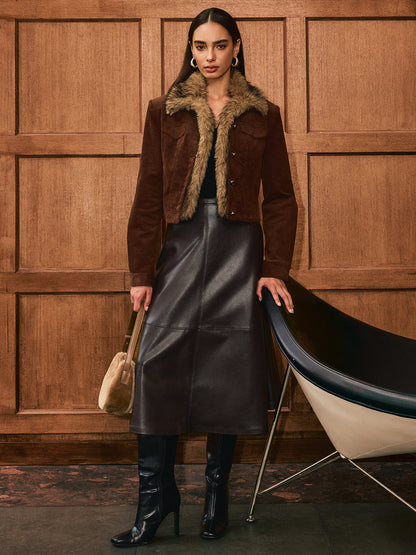 Veste Courte à Col Imitation Fourrure pour Femme | Idéale pour la Mi-Saison