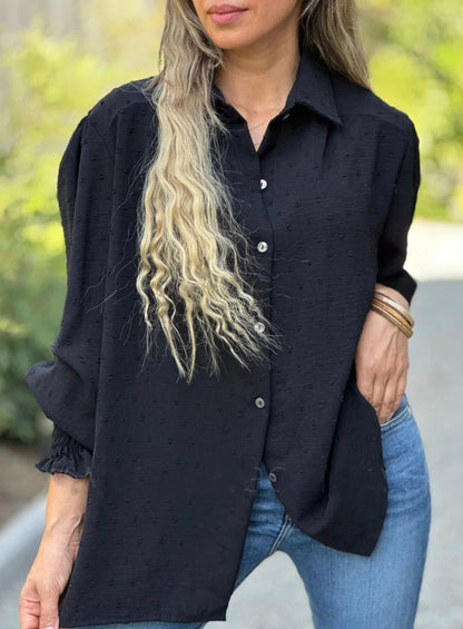 Blouse à Motif Swiss Dot avec Manches Lanterne pour Femmes | Idéal pour le Bureau et les Occasions Quotidiennes