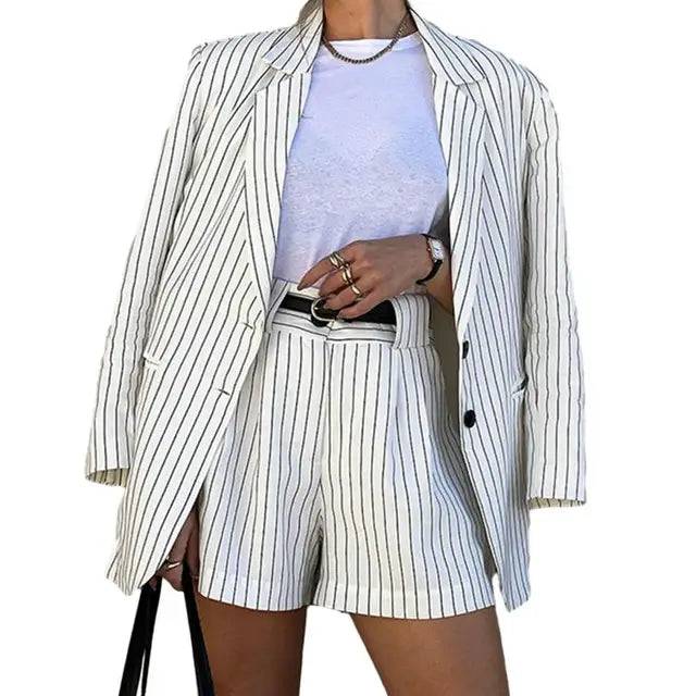 Ensemble Blazer Et Short À Taille Haute Pour Femme | Idéal Pour Un Usage Quotidien Et Casual