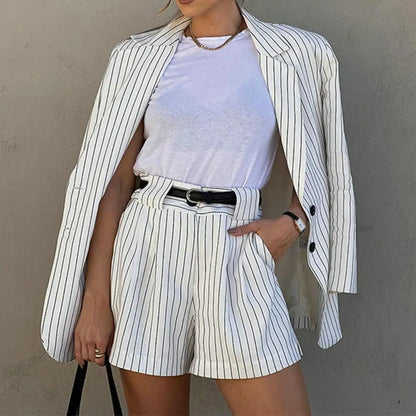 Ensemble Blazer Et Short À Taille Haute Pour Femme | Idéal Pour Un Usage Quotidien Et Casual