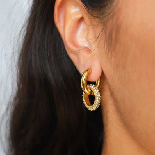 Boucles d’Oreilles à Double Anneau Métallique pour Femme | Idéales pour Tenues Quotidiennes ou Événements