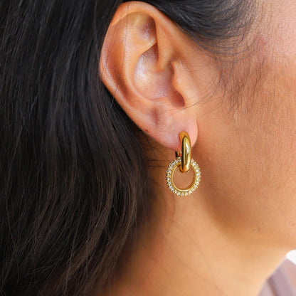 Boucles d’Oreilles à Double Anneau Métallique pour Femme | Idéales pour Tenues Quotidiennes ou Événements