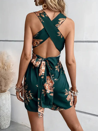 Robe Courte Sans Manches à Motif Floral pour Femmes | Idéale pour les Sorties en Été