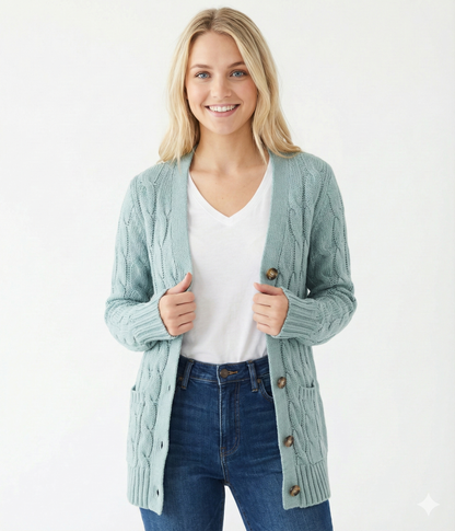 Cardigan boutonné en maille pour femme | Idéal pour l'automne