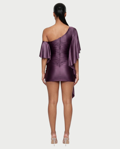 Robe Mini Asymétrique À Épaule Dénudée Avec Détail Drapé Pour Femme | Idéale Pour Les Occasions en Soirée