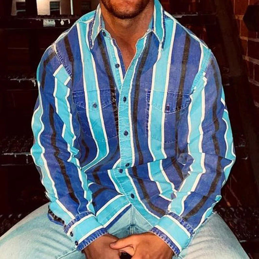 Chemise À Manches Longues Rayée Pour Homme | Idéale Pour Usage Quotidien