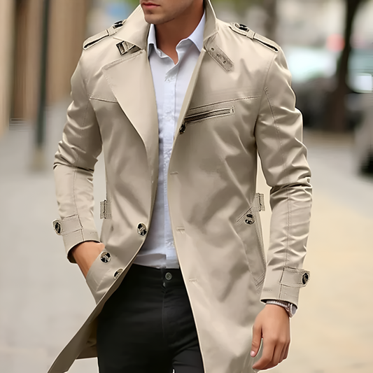 Trench-Coat Avec Détails Classiques Pour Homme | Idéal Pour La Mi-Saison