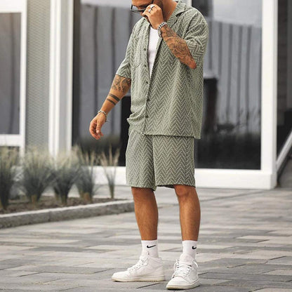 Ensemble Deux Pièces avec Chemise à Manches Courtes et Short pour Homme | Idéal pour Occasions Décontractées ou Semi-Formelles