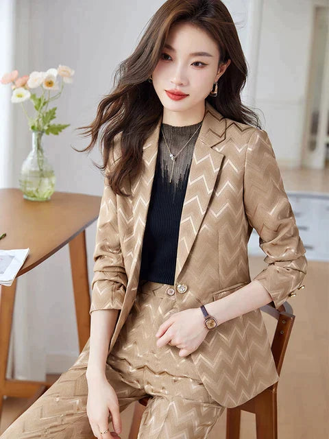 Ensemble Blazer À Rayures Et Pantalon Pour Femme | Idéal Pour Un Usage Quotidien Et Professionnel