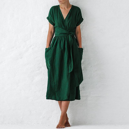Robe Midi Portefeuille Avec Taille Ajustable Pour Femme | Idéale Pour Les Sorties Décontractées Et Occasions