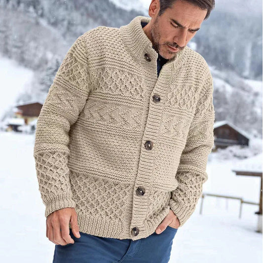 Pull À Maille Épaisse avec Fermeture À Boutons pour Homme | Idéal pour L’Automne Et L’Hiver