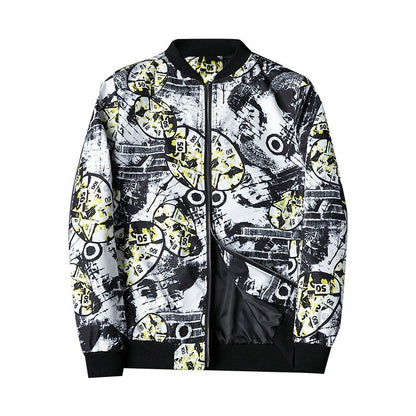 Blouson Bomber avec Imprimé Abstrait et Fermeture Zippée pour Homme | Idéal pour les Tenues Décontractées et Quotidiennes