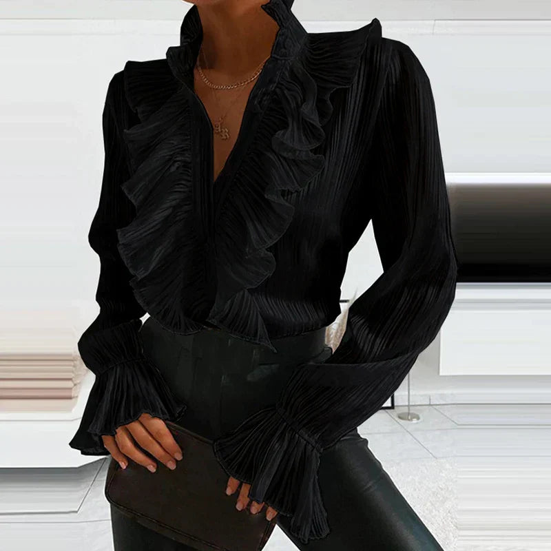 Blouse À Volants Avec Manches Longues Pour Femme | Idéale Pour Le Quotidien