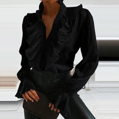 Blouse À Volants Avec Manches Longues Pour Femme | Idéale Pour Le Quotidien
